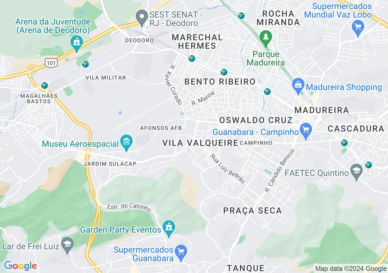 Mapa centralizado no bairro Vila Valqueire