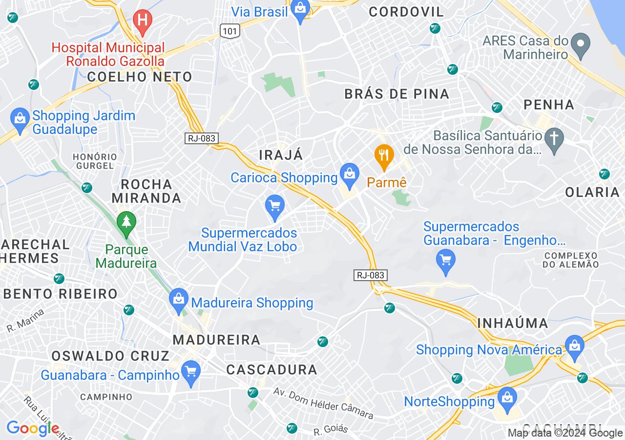 Mapa centralizado no bairro Vicente De Carvalho