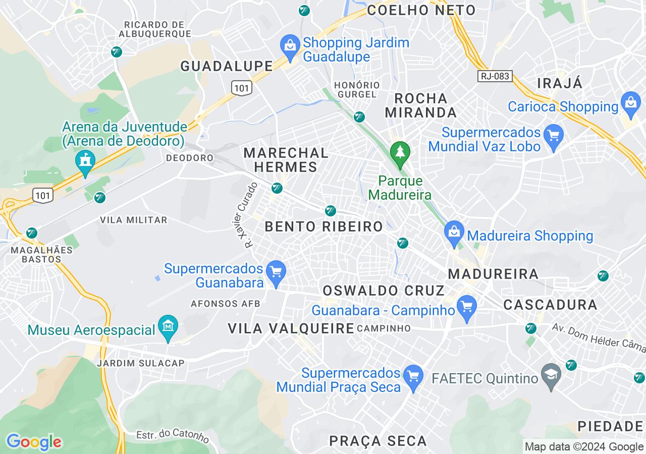 Mapa centralizado no bairro Bento Ribeiro