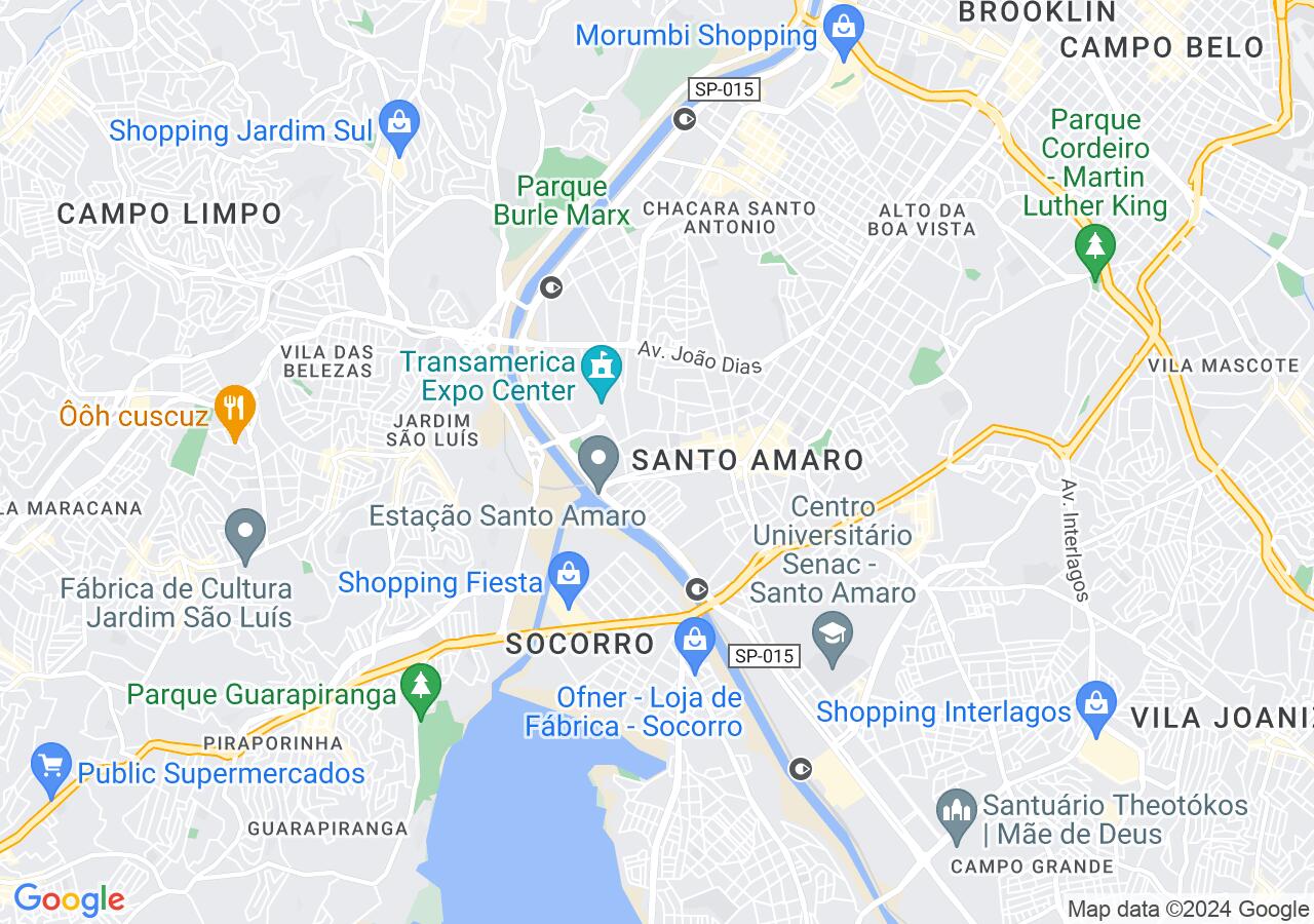 Mapa centralizado no bairro Santo Amaro