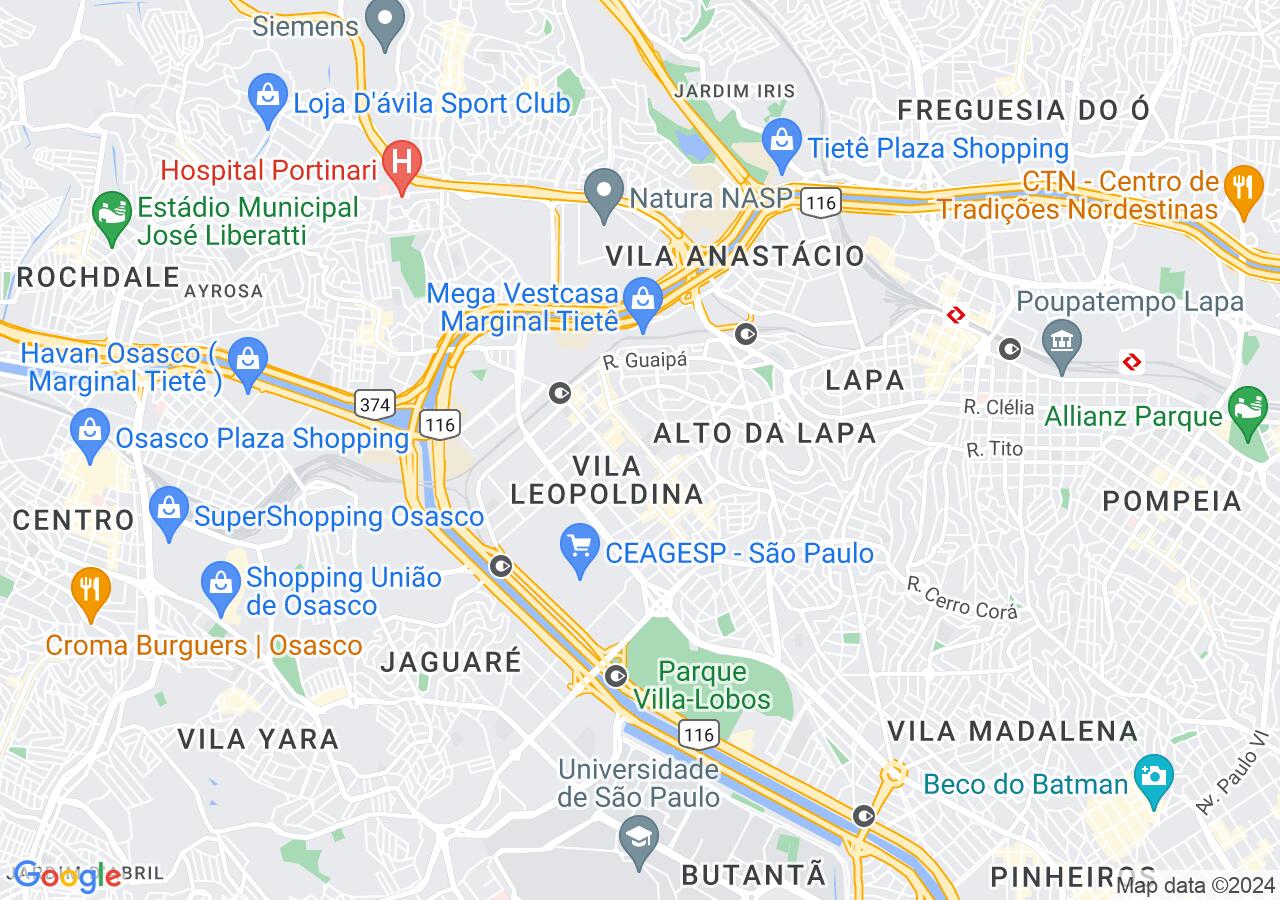 Mapa centralizado no bairro Vila Leolpodina
