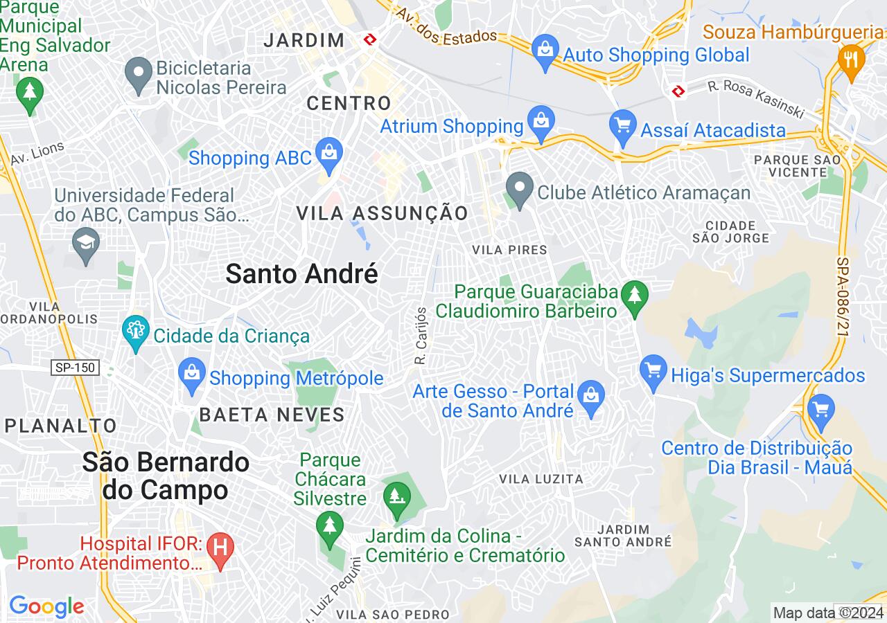 Mapa centralizado no bairro Vila Marina