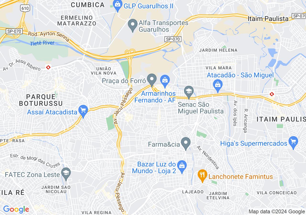 Mapa centralizado no bairro Vila São Silvestre