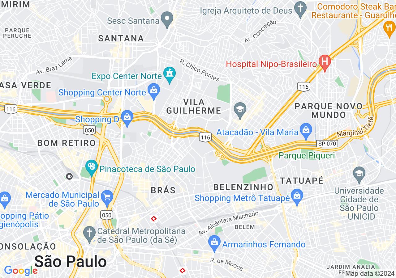Mapa centralizado no bairro Alto do Pari