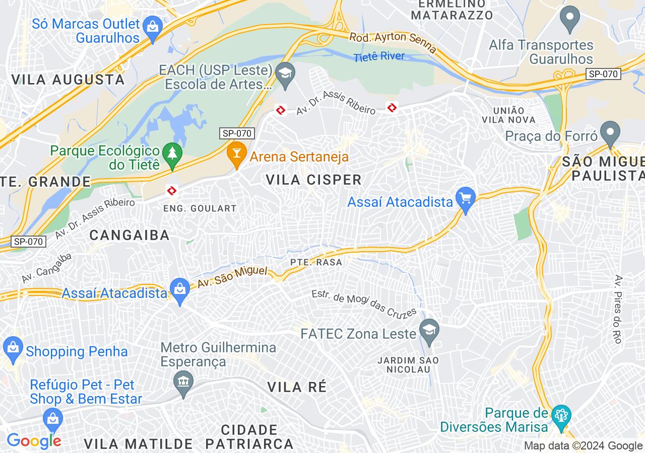 Mapa centralizado no bairro Jardim Penha