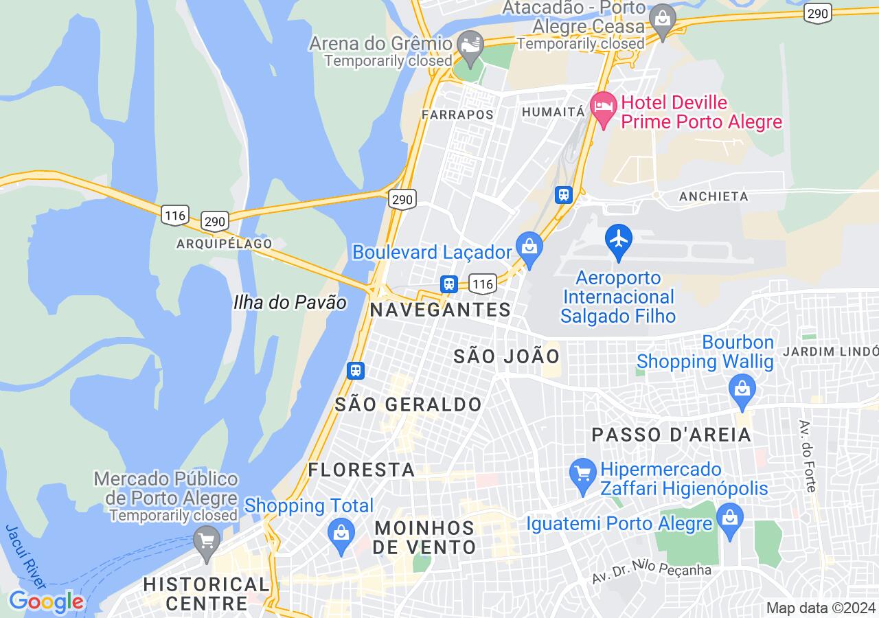Mapa centralizado no bairro Navegantes