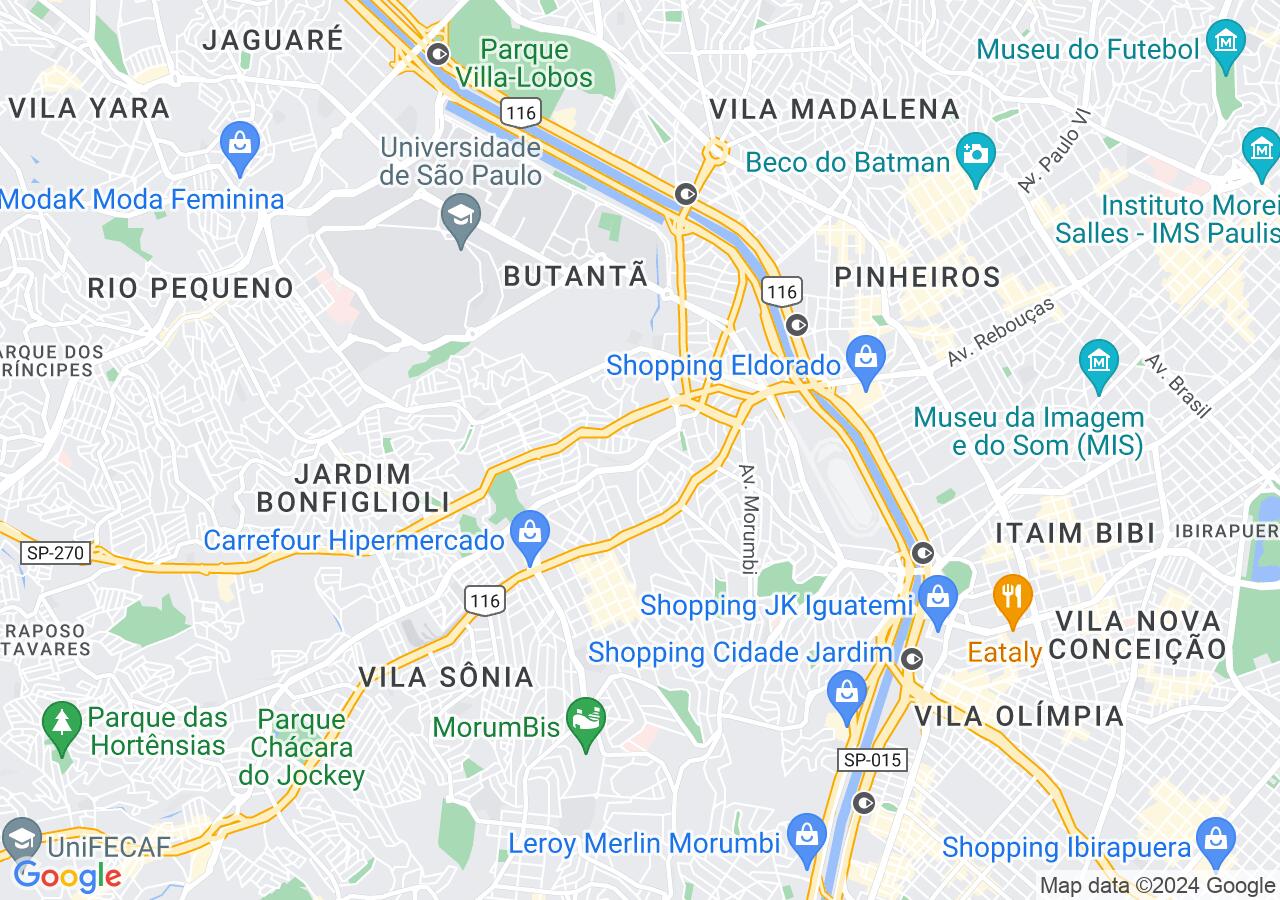 Mapa centralizado no bairro BUTANTA