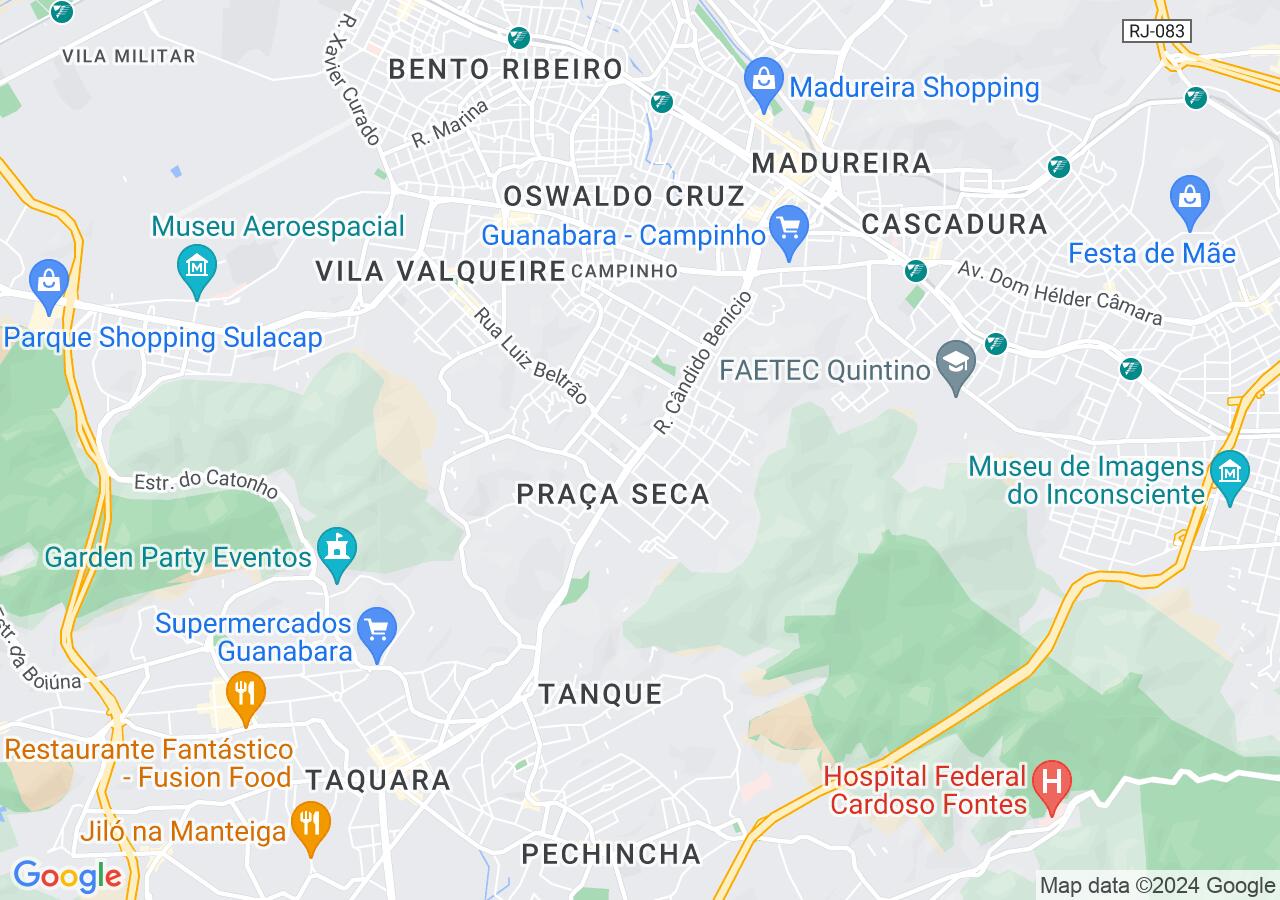 Mapa centralizado no bairro Praça Seca