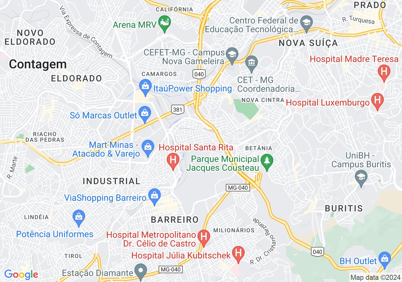 Mapa centralizado no bairro Bairro das Indústrias I