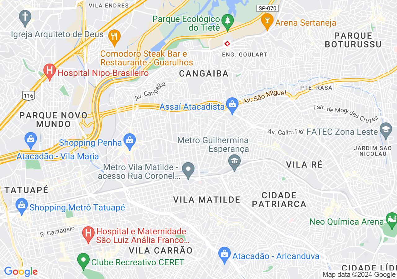 Mapa centralizado no bairro Vila Esperança