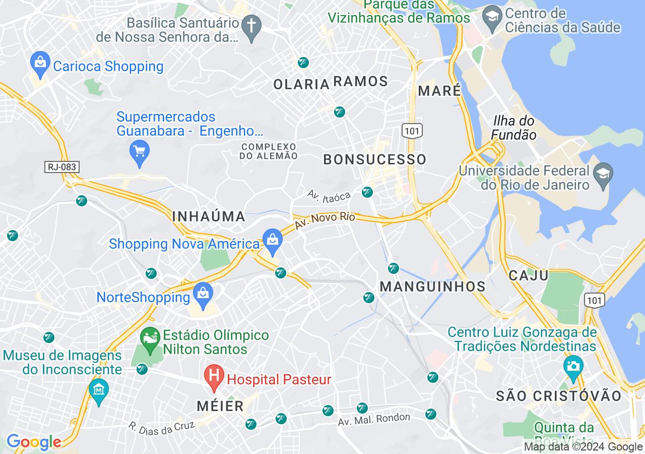 Mapa centralizado no bairro Higienópolis