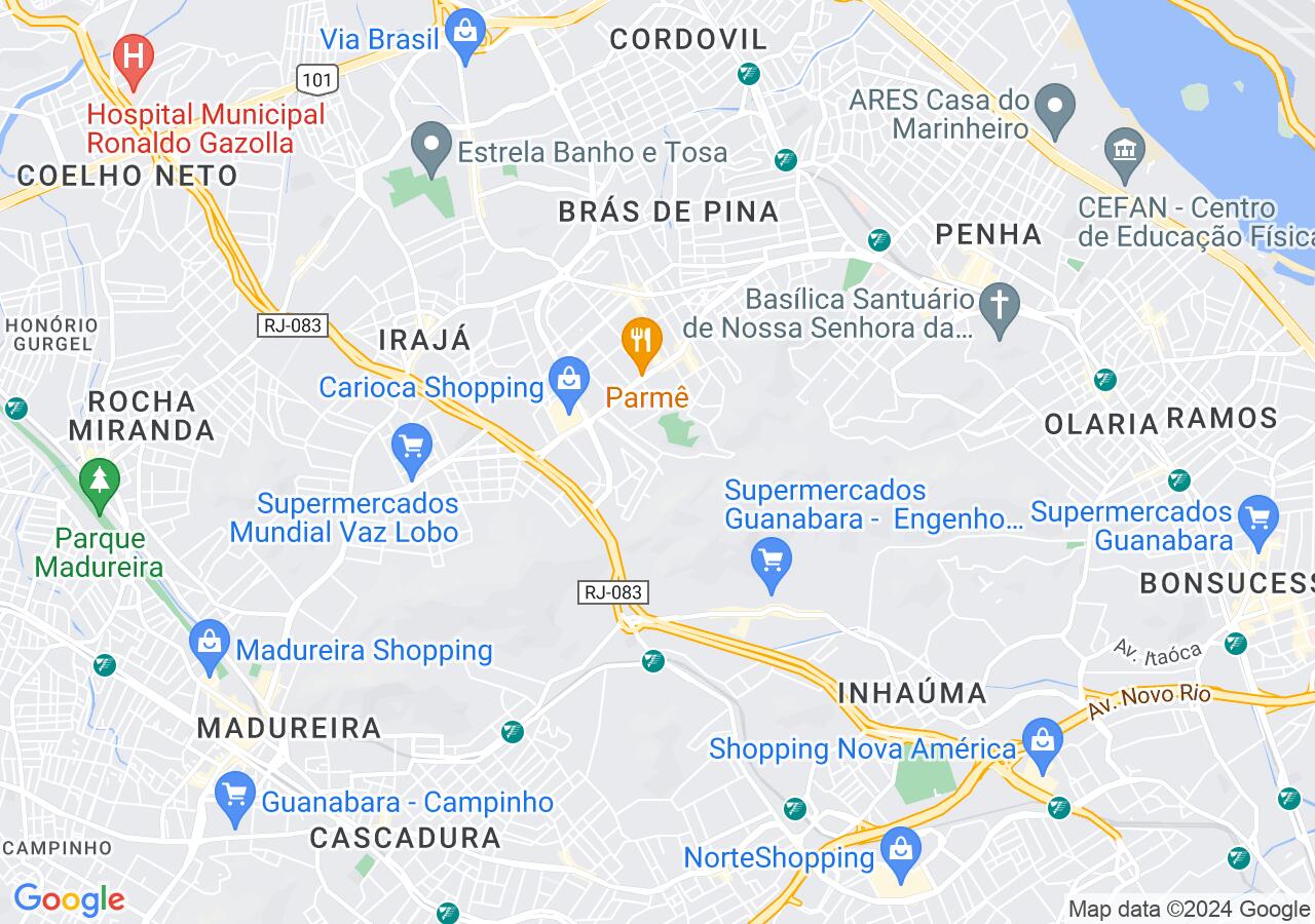Mapa centralizado no bairro Vila Kosmos