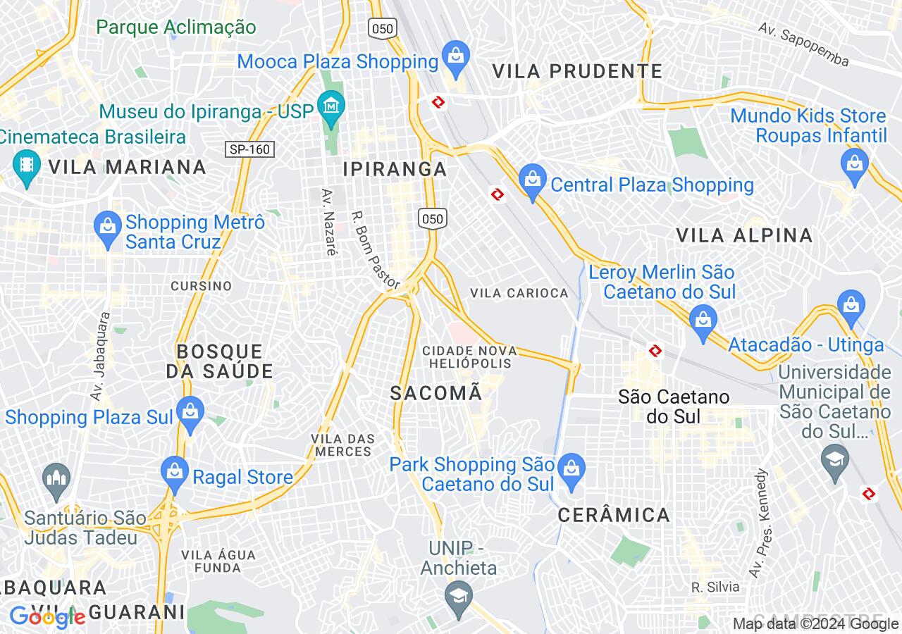 Mapa centralizado no bairro Cidade Nova Heliópolis