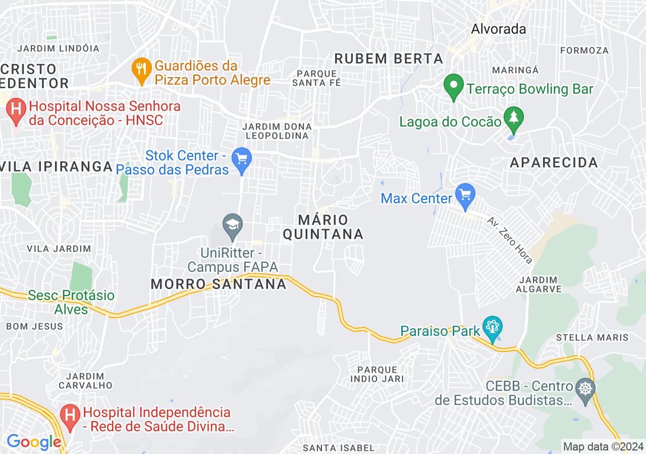 Mapa centralizado no bairro Mário Quintana