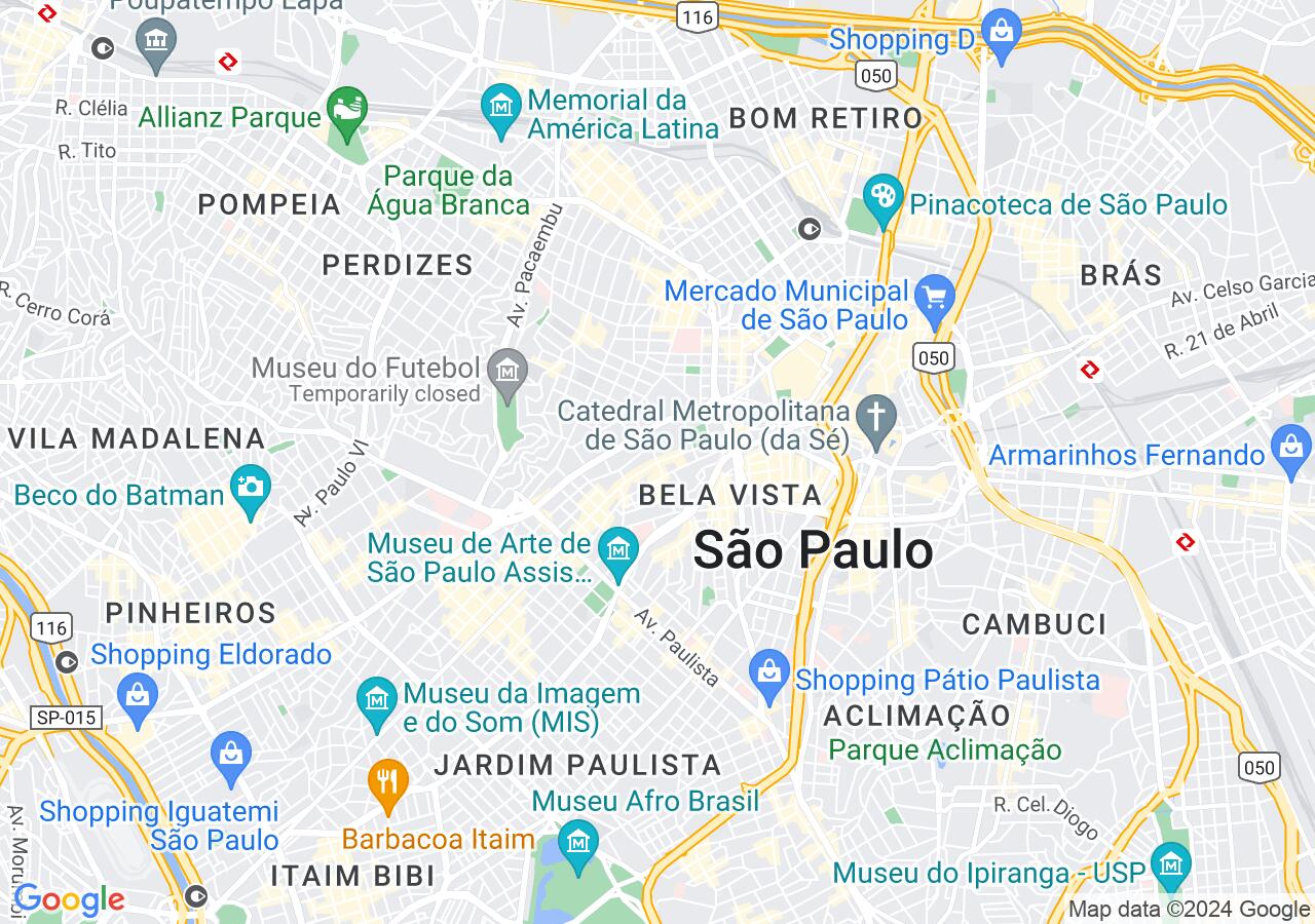 Mapa centralizado no bairro Consolação